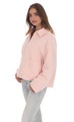 Fuzzy Zip-Up Jacket in Pink