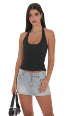 Detailed Halter Top in Black