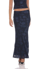 Floral Maxi Skirt in Navy