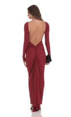 Bodycon Open Back Dress in Maroon