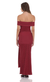 Maroon Lace Tassel Wrap Maxi Dress