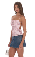 Sequin Floral Open back Top in Pink