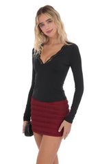 Ruffle Lace Tank Skirt in Burgundy