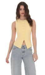 High Neck Vest in Yellow