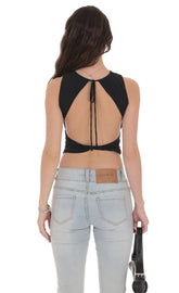 Open Back Twist Top in Black