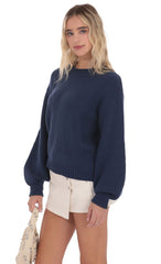 Knit Balloon Sleeve Jumper in Navy