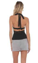 Back Bows Halter Top in Black