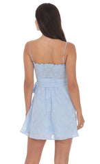 Light Blue Floral Corset A-line Dress