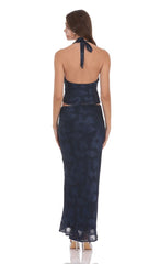 Floral Maxi Skirt in Navy