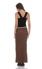 Ruffle Lace Maxi Skirt in Brown
