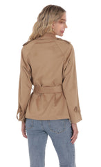 Suede Double Breasted Trench Coat in Coffee