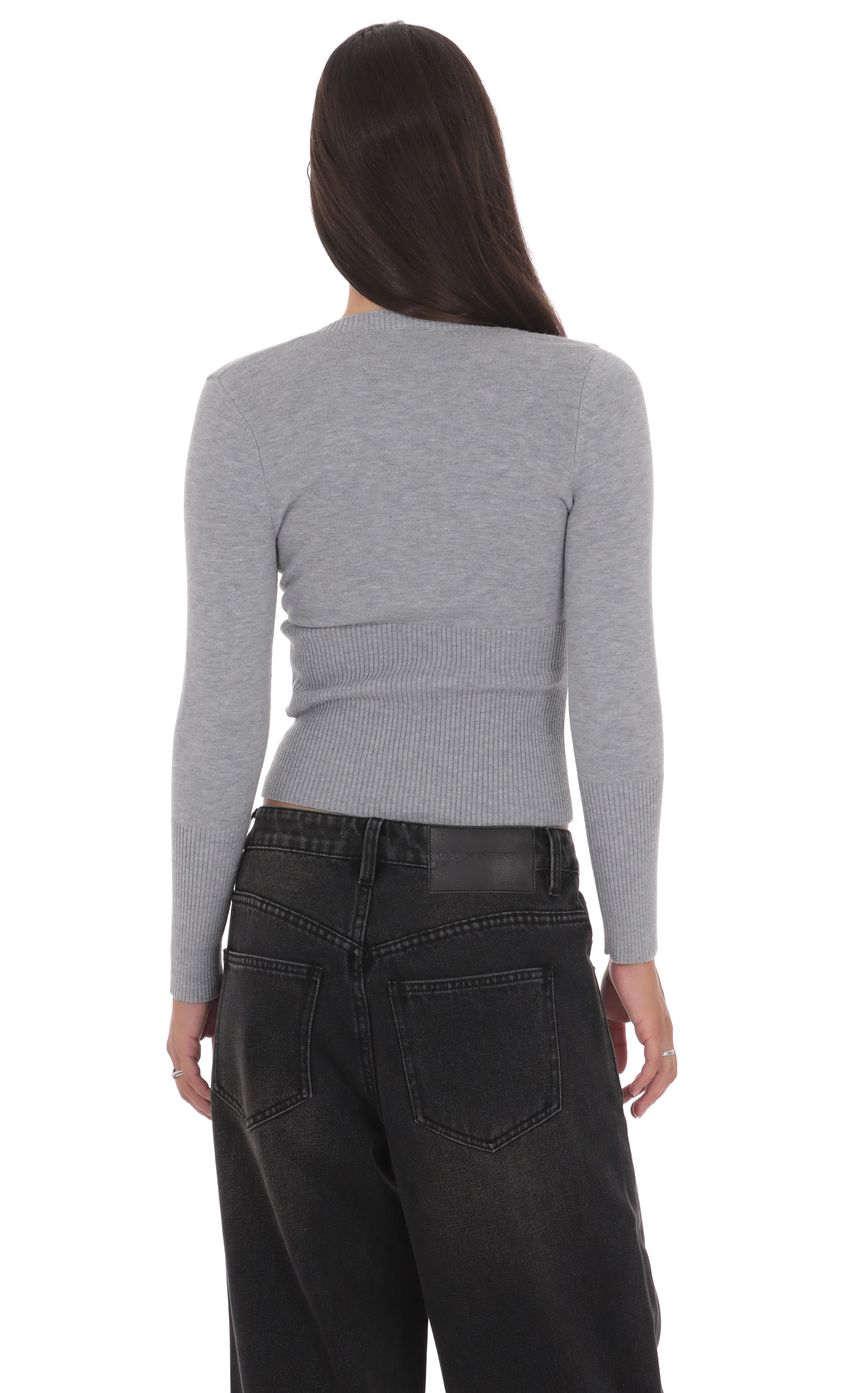 Cinched Knit Cardigan in Heather Gray