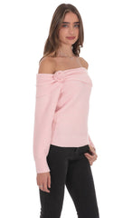 Rosette Off Shoulder Jumper in Pink