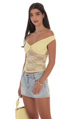 Off Shoulder Lace Top in Yellow