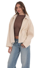 Cream Sherpa Zip-Up Jacket