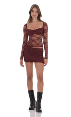 Sheer Lace Top in Burgundy