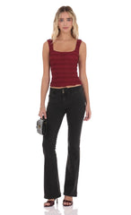 Ruffle Lace Tank Top in Burgundy