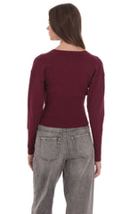 Cinched Knit Cardigan in Burgundy