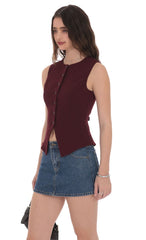High Neck Vest in Burgundy
