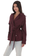 Double Breasted Trench Coat in Burgundy